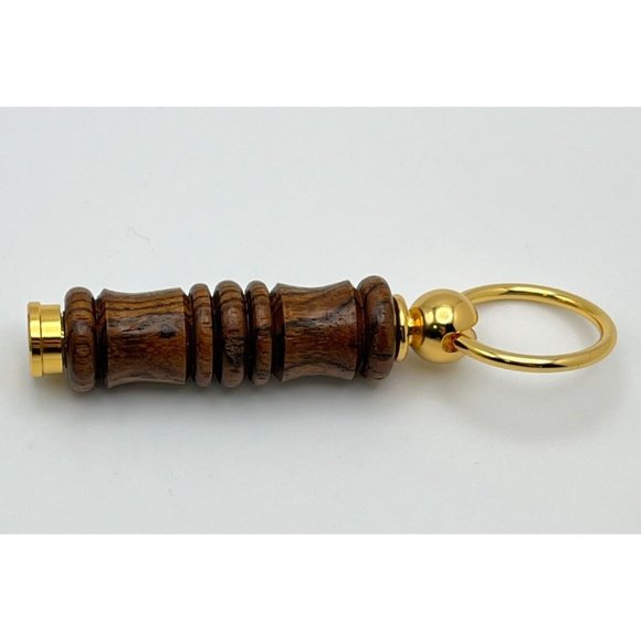 Zebra Wood Key Ring Gold Tone Vintage Keychain - Picture 6 of 6